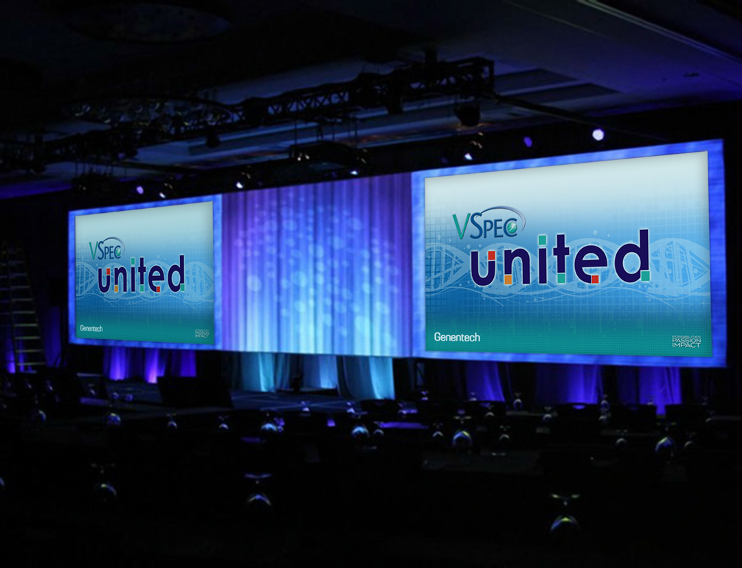 Stage screens from the Keynote address featuring United theme graphics
